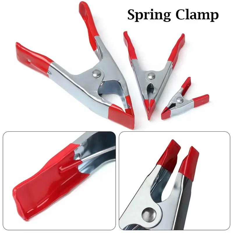 

1pc 2/4/6 Inch Multifunction Metal Sheet Spring Clamps Tent Clip A-type Crocodile Clip Red Plastic Tips Tool Clips Grip Holder 4 inch