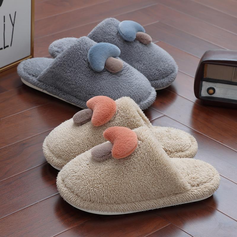 Cute mushroom cotton slippers winter indoor home household plush warm winter fluffy slippers winter