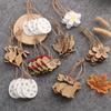 8PCS Natural DIY Rabbit Pendants Eggs Easter Decorations Wooden Easter Wood Chips Hanging Ornaments