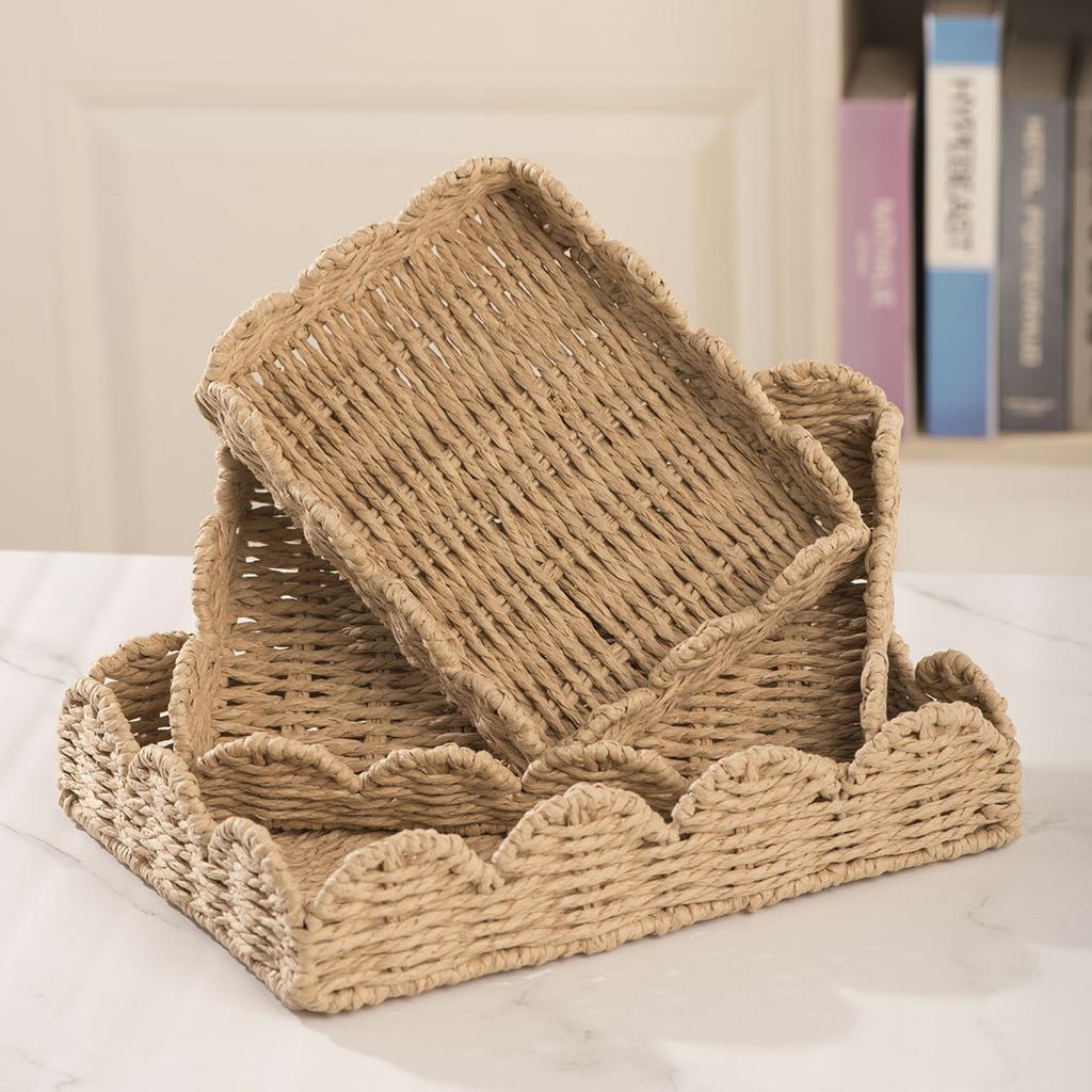 Handmade Woven Paper Rope Storage Tray, Home Desktop Decoration, Sundry Basket, Storage Box