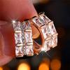 Crystal White Zircon Stone Square Hoop Earrings For Women Fashion Female Gold Color Wedding