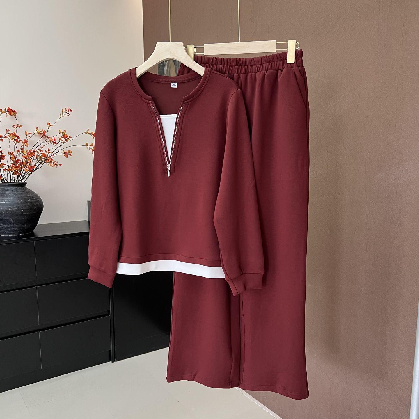 

Новый Повседневный Осенний Комплект Худи и Брюк для Мам - Стильный Спортивный Костюм из Двух Частей для Женщин Среднего и Пожилого Возраста XL (Recommended 90-105 lbs)