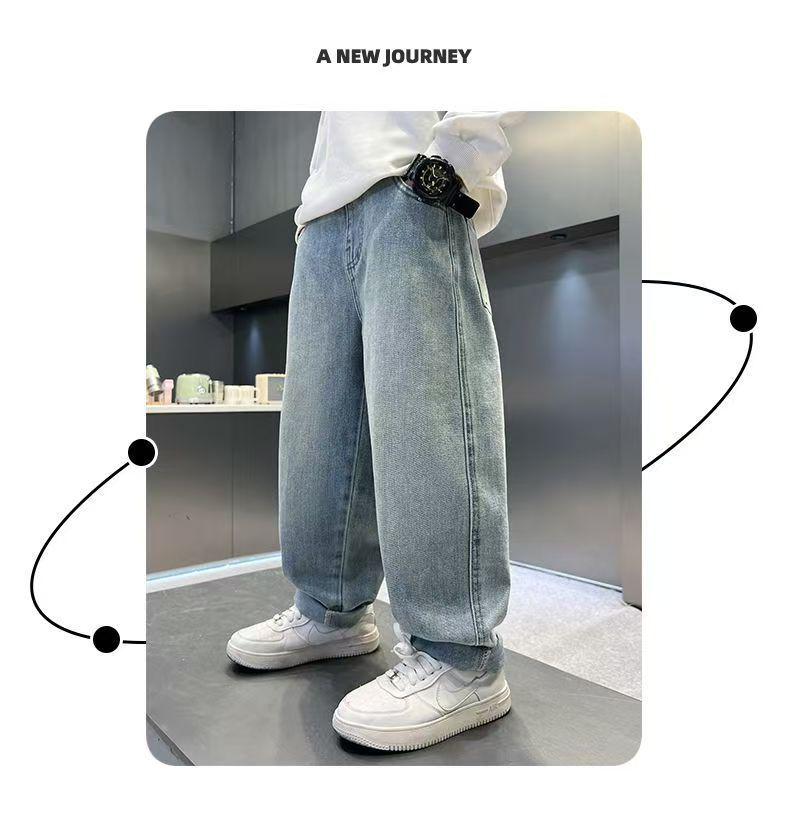 Dicke Jungenhose mit Fleecefutter – Neuer Herbst-/Winterstil, lockere Jeans für Kinder
