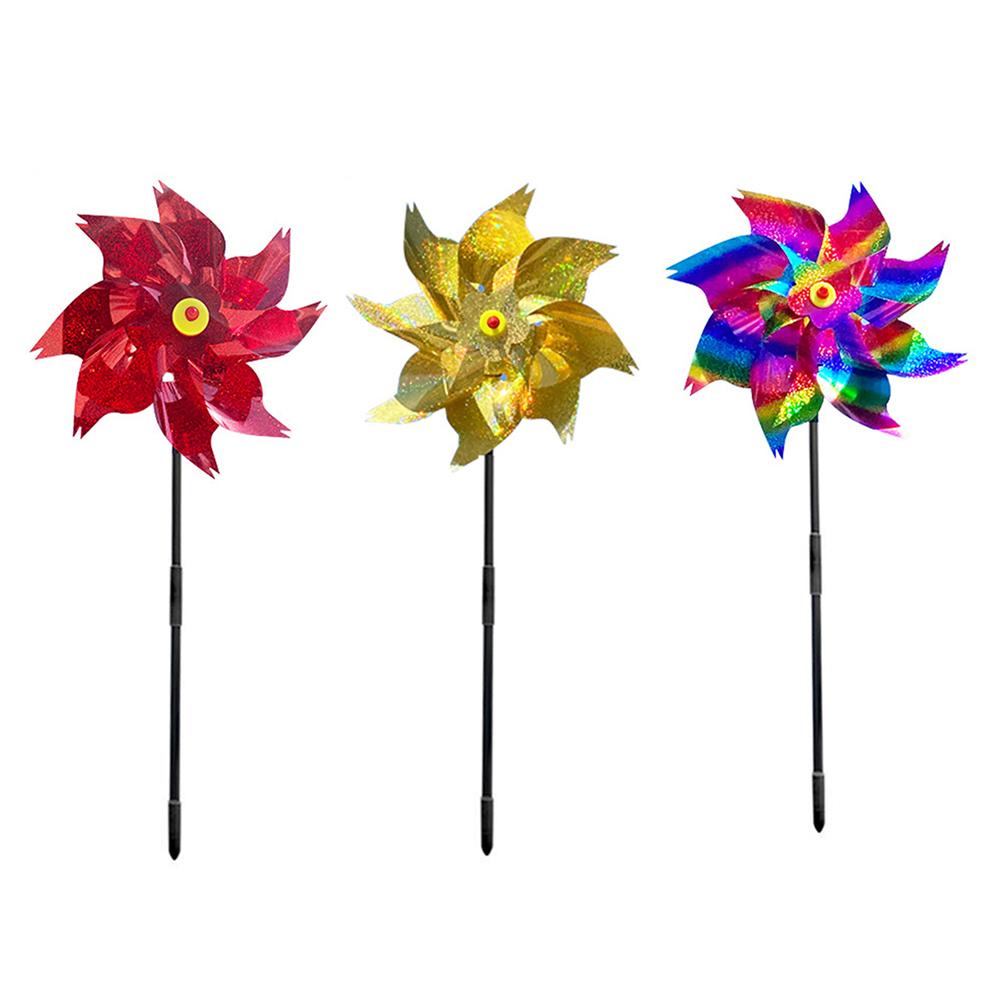 

Extra Sparkly Pinwheel with Stakes Bird Repellent Devices Colorful Outdoor Bird Scare Devices for Yard and Garden