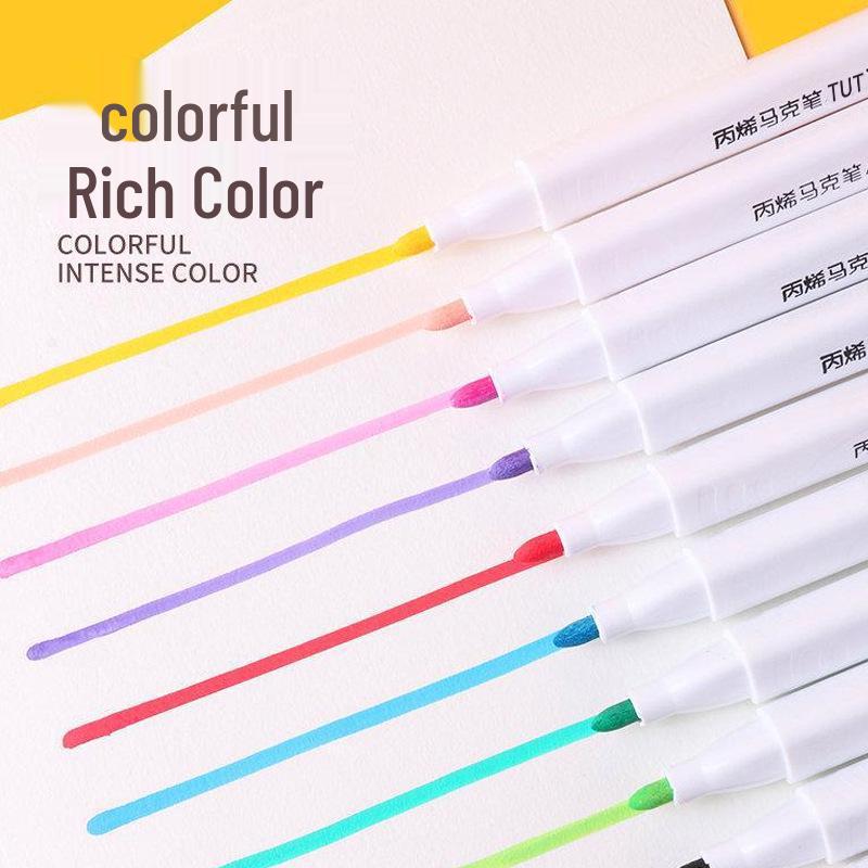 Tu Tu Bai Bai Gan 48-Color Acrylic Marker Set - Soft Tip, Opaque for DIY Art and Painting