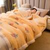 Lamb Wool Blanket Thickened Double Layer Flannel Keep Warm Quilt with Cotton Wadding Soft Sheet Double/single Bed Household Bedding Autumn Winter