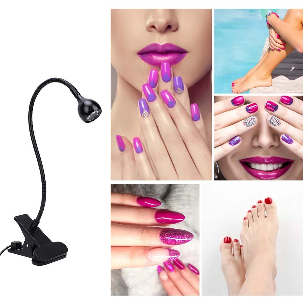 395nm UV Nail Lamp, USB Powered Gel Nail Curing Lamp, Portable Gel Polish Nail Dryer with On Off Switch, Strong Clamp,