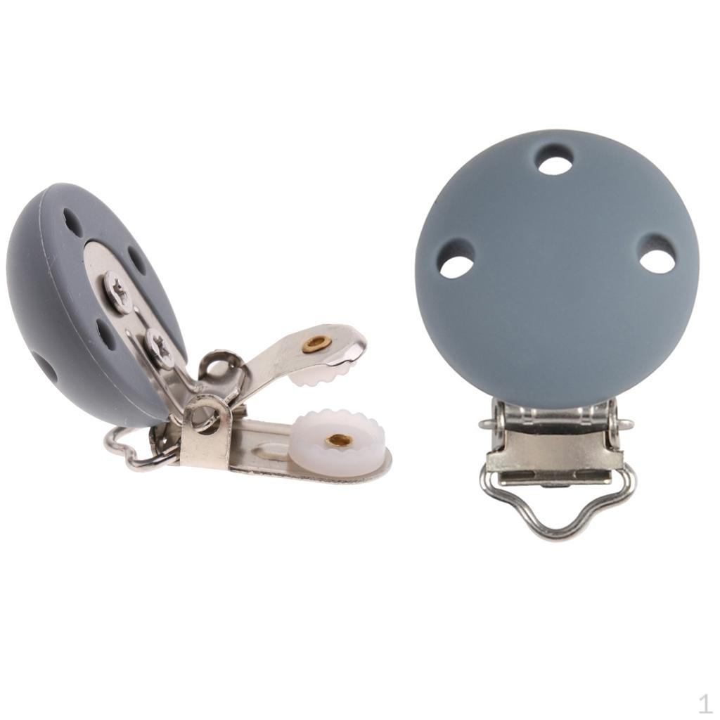 

2pcs Silicone Pacifier Suspender Clips Teat Dummy 3 Holes Holder