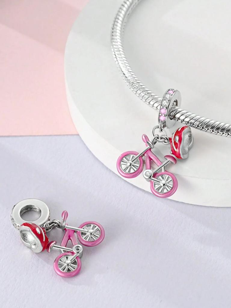 Charms Plata Copper Colors Pink Basketball Skirt Bicycle Beads Pendant For Original Bracelet For Women Diy Jewelry Love Gift