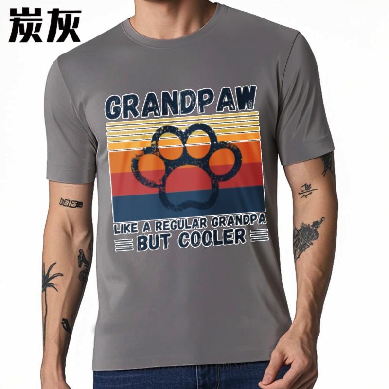 Soft For Unisex Summer Tshirt Oversized Grandpaw Paw Print Retro Design Cool Grandpa Style Trendy Unisex Tops Workout Tshirt