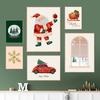 Christmas Tree Santa Claus Sleigh Red Car Reindeer Nursery Posters Prints Wall Art Canvas Painting Kids Room Home Decor