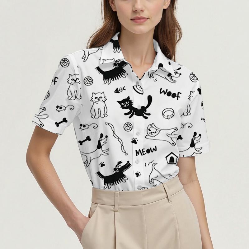 

Inspired by European vintage art design, this women s regular printed short-sleeved shirt is casual and stylish. S