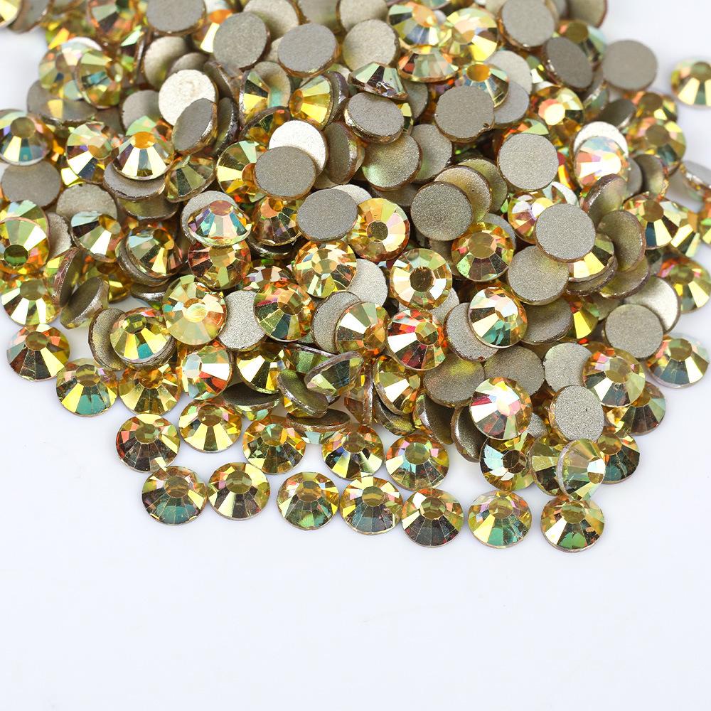 Gold Bottom Colored Glass Flat Bottom Diamond Nail Drill, Mobile Phone Accessories Sticker Diamond Diy Rhinestone Jewelry Accessories