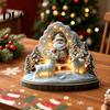 Holiday Snowman Tabletop Figurines Christmas Winter Ornaments, Double-sided Acrylic Snowman/Santa Claus/Reindeer/Cottage Table Double Sided Ornaments