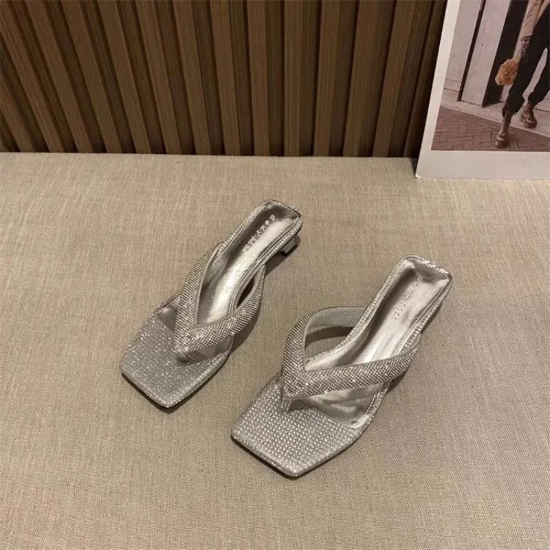 Fashion Tongs À Talon Aiguille Avec Biscuits Pour Femmes, Tongs Fouettées, Chaussures À La Mode, Nouveau Design, Été, 2024