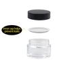 24 Pack 1 Oz Round Clear Glass Cosmetic Jars with Inner Liners and Black Lids, Travel Glass Jars, Cosmetic Containers for Lip Balms, Powders, Makeup,