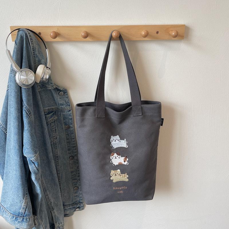 2025 summer new tote bag commute to work large capacity cartoon solid color trend niche foreign shoulder bag