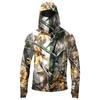 Men's Casual Long Sleeve Hoodie Lightweight Sun Protection Jacket Leaf Camouflage Print Outdoor Sportswear with Hood and Zipper Pocket