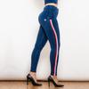 Shascullfites Melody Women's Black Stretch Pencil Jeans Butt Lift Striped Detailing Slim Fit Denim Jeggings