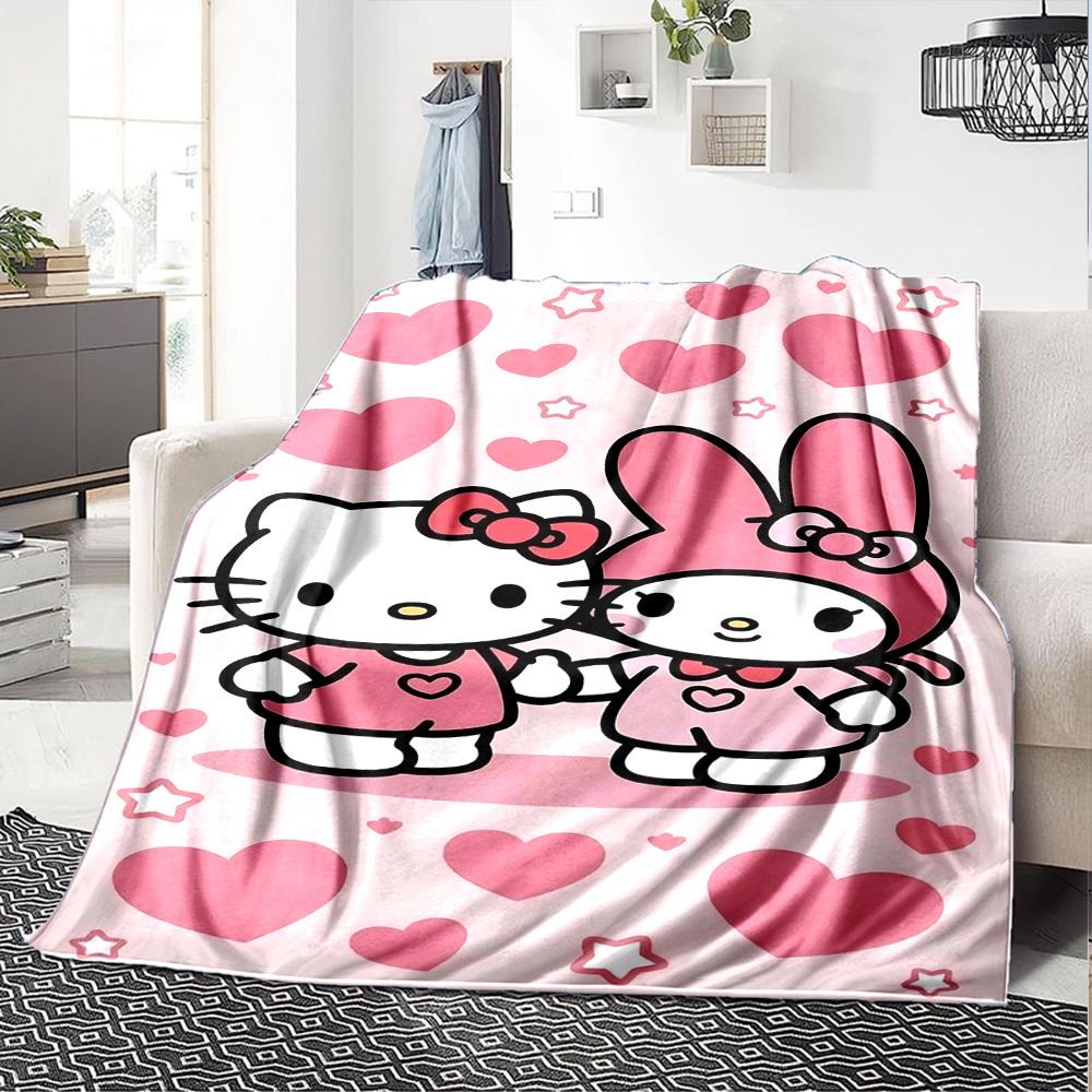1pc Hello Kitty My Melody blanket Lightweight Flannel Throw for Sofa Bed Travel Camping Livingroom Office Couch Chair
