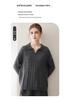 Women's Velvet Polo Collar Sweater: 75% Cashmere, 25% Mulberry Silk, Long Sleeve, Thin Knitted Style