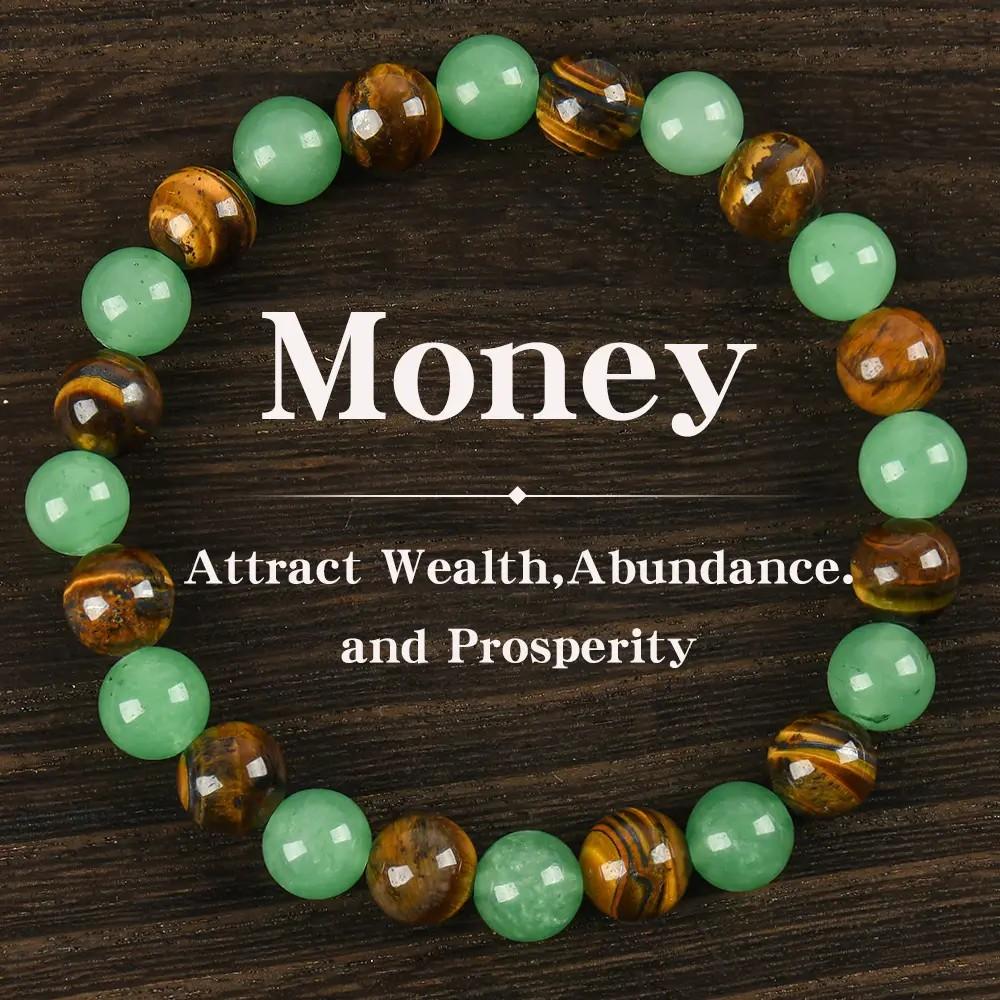 1pc Arpurraina Wealth Bracelet - Green Aventurine & Tiger Eye Crystal, Prosperity Amulet for Gifts & Daily Wear