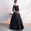 ZHENGTU Women's Black Evening Dress with Long Skirt, Perfect for Chorus Outfits, Autumn Party Dress, Bridal Dress, and Hostess (Black, Size XL)