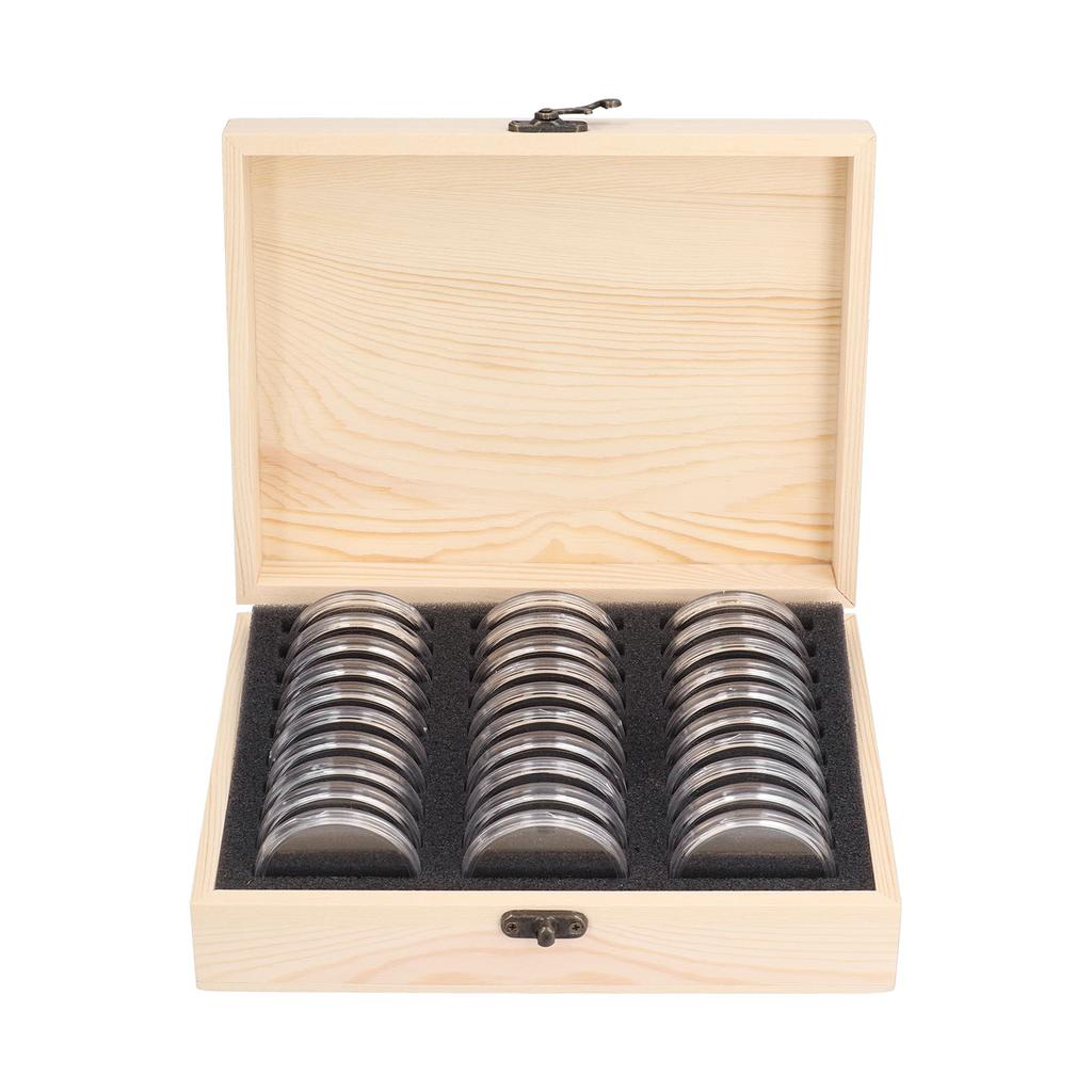 Cutie de protecție comemorativă pentru monede cu 30 de grile Cutie de colecție de monede retro pentru dormitor, birou, acasă