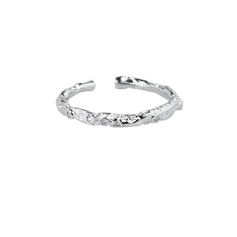 Women s Geometric Irregular Thin Band Adjustable Stackable Ring – Versatile Texture for Index Finger Open Adjustable