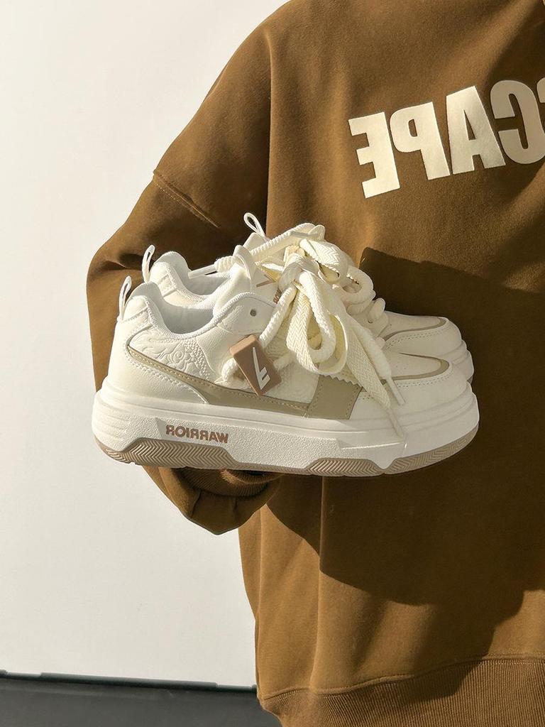 Women's Burgundy Autumn Sneakers: Breathable, Thick-Soled, Versatile Sports Shoes