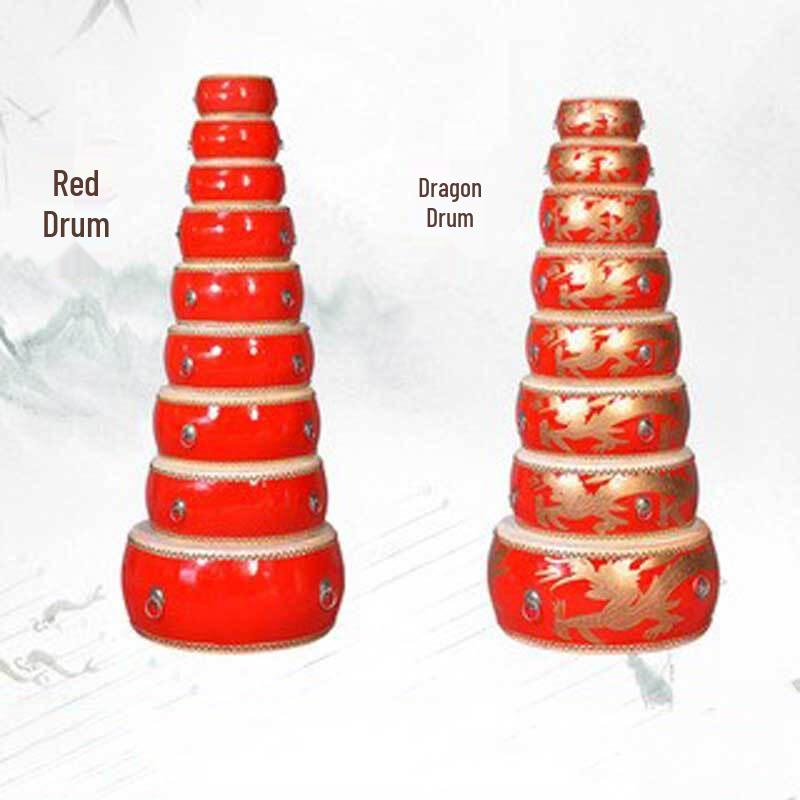 Yizhou 10-inch Solid Wood Children's Red Dragon Drum Set
