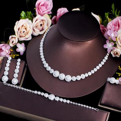 Popular Temperament Necklace Earrings Bracelet Ring Bridal Zircon Set Women'S Wedding Dress Jewelry