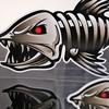 2Pcs Skeleton Cover Car Accessories  3D Fishing Car Decor Shark Stickers Car Sticker