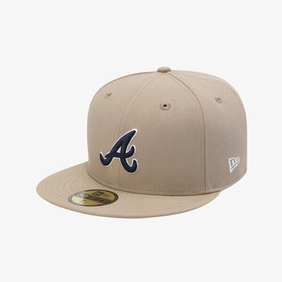 New Era Atlanta Braves Outline Fitted Cap Camel 15131692