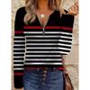 Top da donna elegante con cerniera e stampa a maniche lunghe, alla moda e versatile per l'abbigliamento casual e da ufficio autunnale e invernale, lavabile in lavatrice