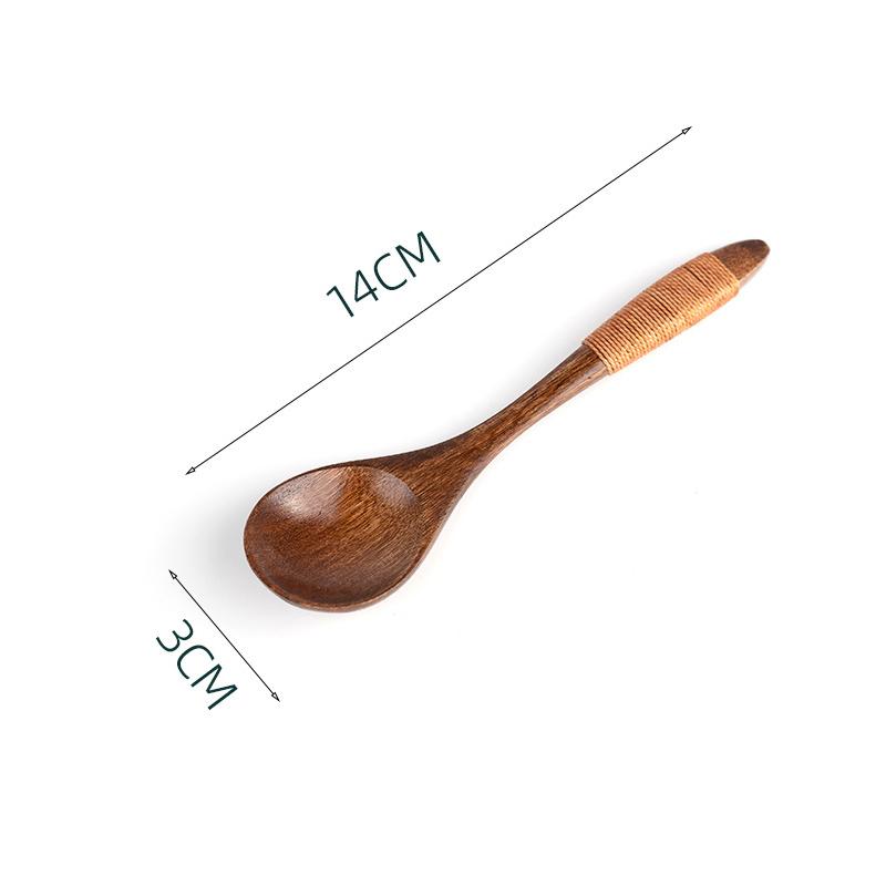 Small Wooden Spoon Children Soup Spoon Natural Wood Japanese Honey Sugar Salt Seasoning Spoon Dessert Tea Coffee Scoop Spoon