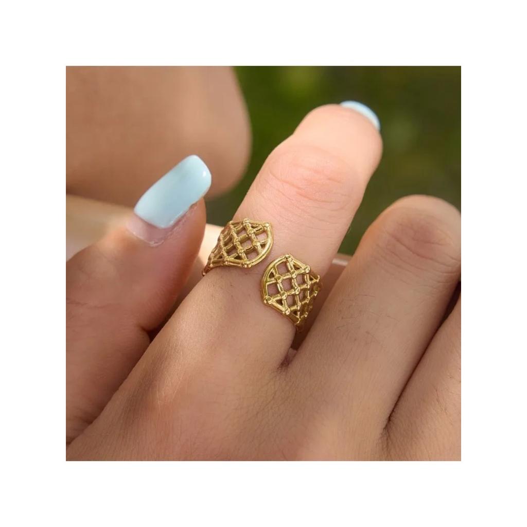 18K Gold PVD Plated Stainless Steel Waterproof Rings for Women Girls Trendy Zircon Wave Open Wedding Jewelry Gfts