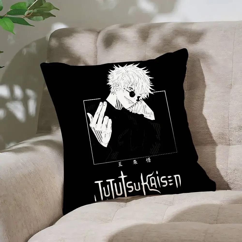 Anime J-Jujutsu K-Kaisen Pillow Case Cushion Cover Soft Cute Throw Pillow Case For Car Sofa Pillowcase Polyester With Zipper