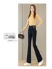High Waist Velvet-Lined Denim Flare Pants for Women - Slimming, Elastic, and Warm Nine-Point Length