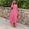 Women's Halter Neck Plaid Maxi Dress Sleeveless Loose Summer Vacation Long Dress