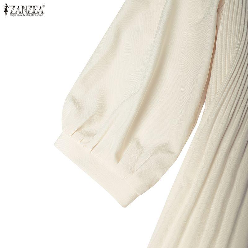 ZANZEA Women Casual Stand Collar 3/4 Sleeve Loose Blouse