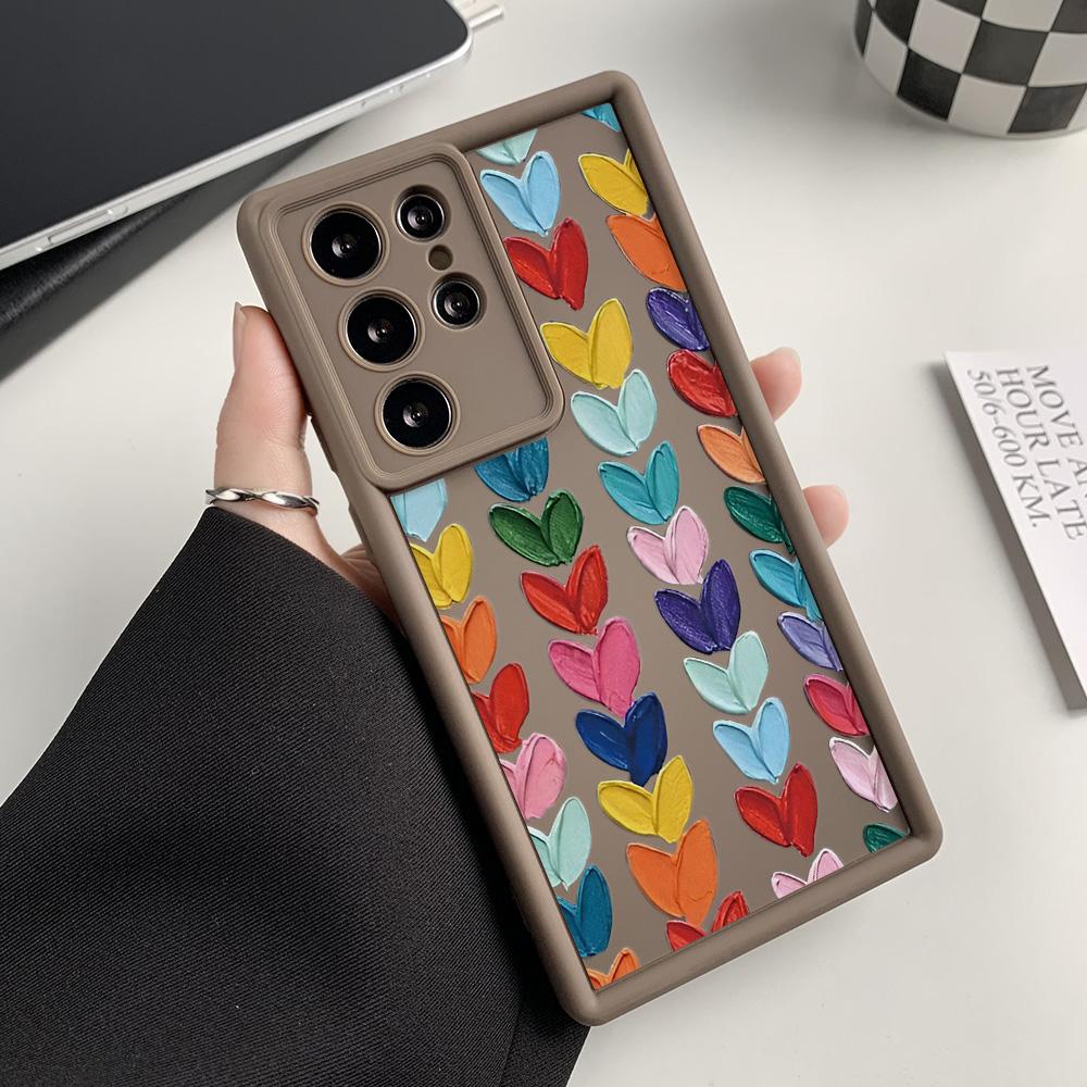 Soft Case For Samsung A55 5G S25 Ultra S24 FE A54 A16 A15 A53 A35 A34 A14 A13 A06 A05 A05s A33 A25 S23 S22 Plus Love Heart Cover