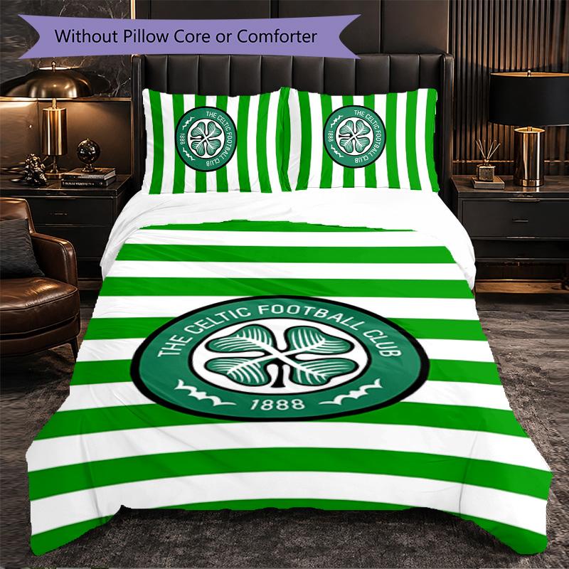 Celtic FC 3 Piece Bedding Set Soft Duvet Cover Set with Pillowcases Printed Bedroom Decor Set for Home