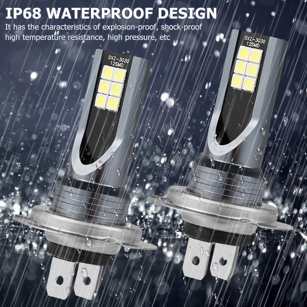 2 buc H7 LED Far Auto Bec Ceață Auto Ip68 Impermeabil 6500k 600lm Halogen Far Auto Lumină de Zi Fază Lungă Fază Scurtă