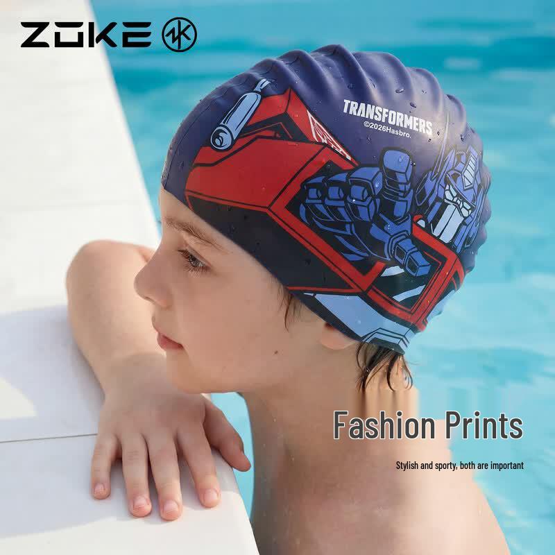 ZOKE Children s Silicone Waterproof Transformers Swim Cap One Size