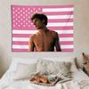 Mason Thames Pink USA Flag Tapestry Actor Aesthetic Wall Hanging for Bedroom Dorm Fan Decor