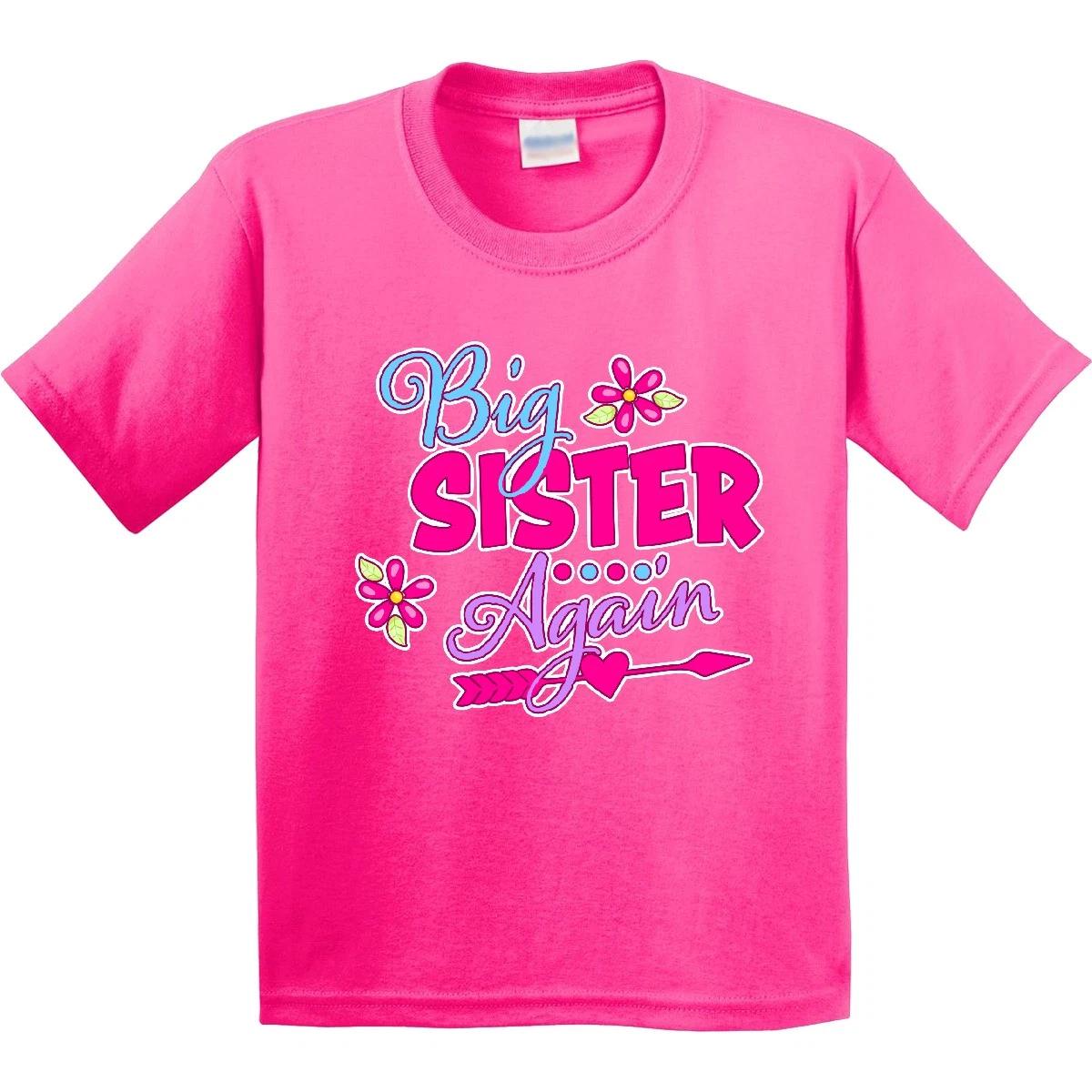 Inktastic Big Sister Again With Flowers And Arrow Youth kids boys T-Shirt Family Sis Tee 120