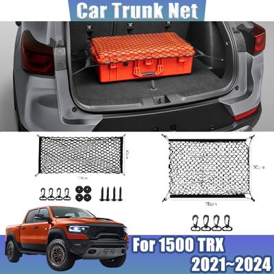 For Ram 1500 TRX Accessories Trunk Nets 2024 Black Mesh Nylon Trunk Elastic Luggage Storage Bag Car Accessories