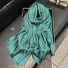 Moda Primavera ed Estate Sciarpa di Seta di Alta Gamma Stampa Sciarpa Antipolvere Sciarpa da Donna Sciarpa in Filato di Seta Dorata Cotone Tencel Sciarpa
