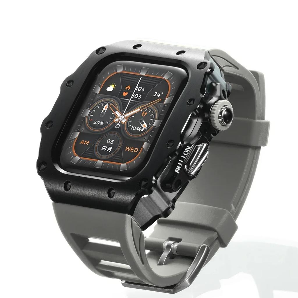 Luxus Metallgehäuse Mod Kit Für Apple Watch S11 10 46MM Edelstahlgehäuse +Silikonband für IWatch Serie 9 8 7 6 5 44mm 45mm